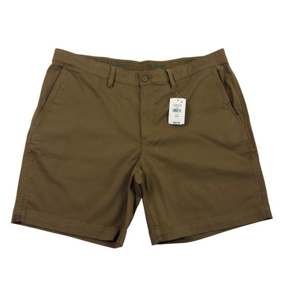LL Bean Chino Shorts Mens 40 Walnut Standard Fit Comfort Stretch Outdoor NEW - Picture 1 of 11